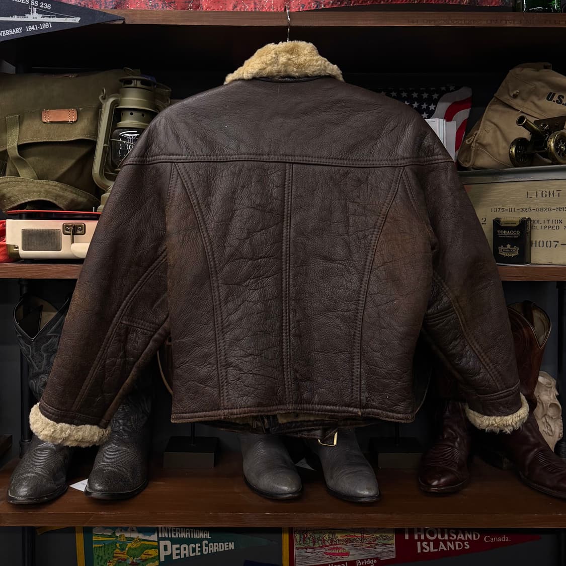 80s Made England 리얼 양 가죽 레더 빈티지 무스탕 N137 상품이미지2