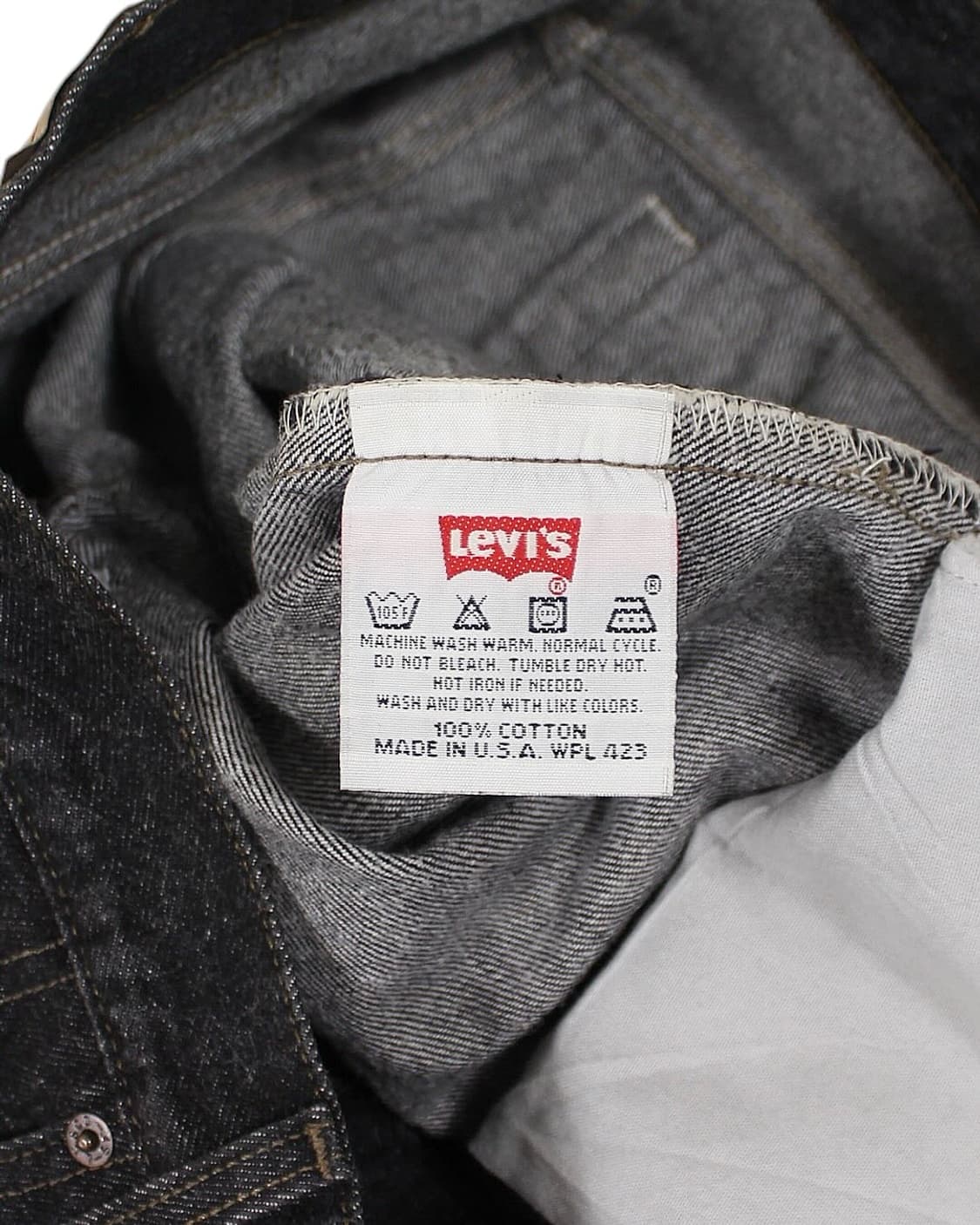 1995 USA 리바이스 501-0658 선염색 블랙 데님 팬츠 빈티지 상품이미지4