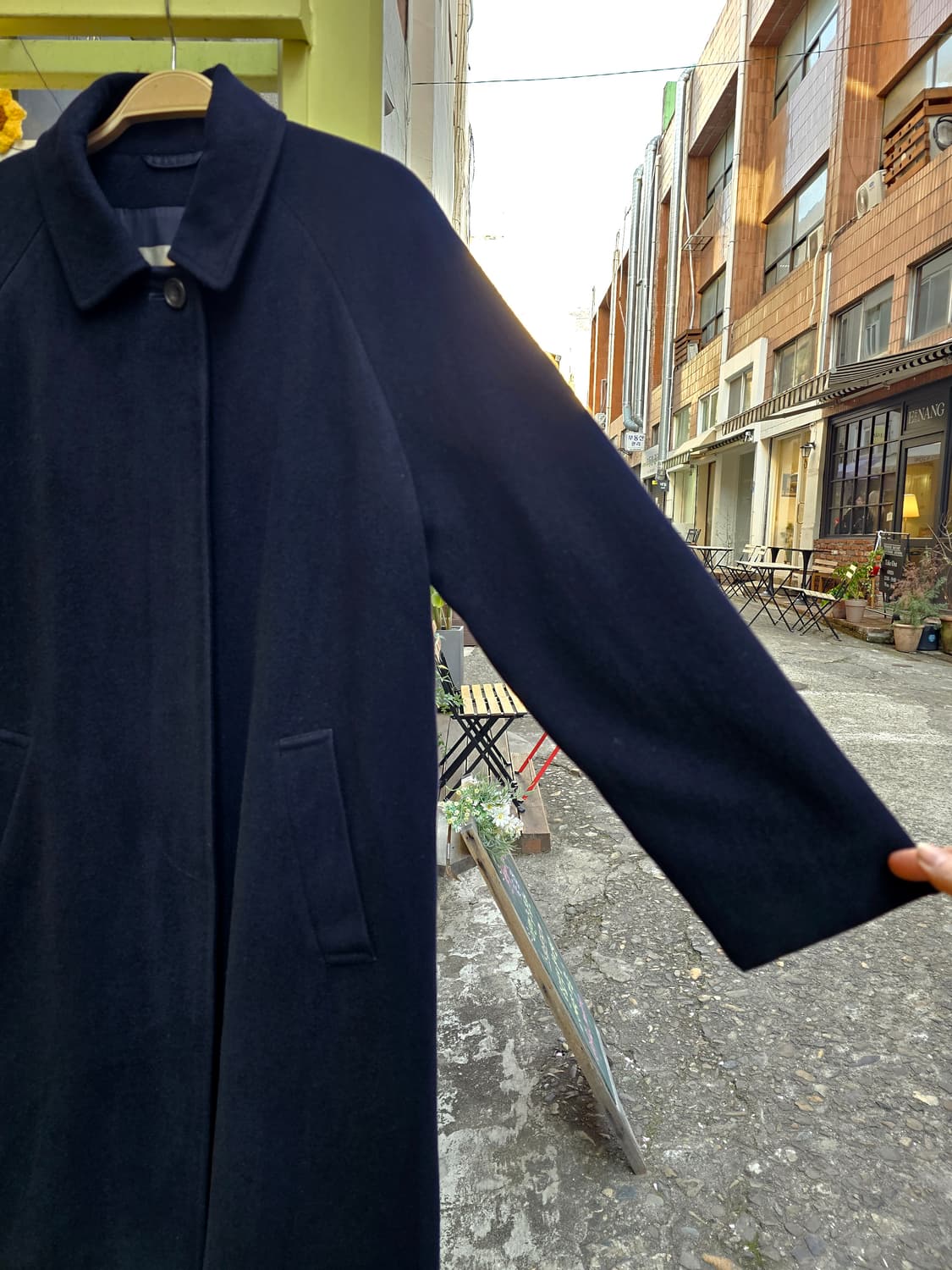 Aquascutum 네이비  앙고라 울 발마칸 코트 상품이미지4