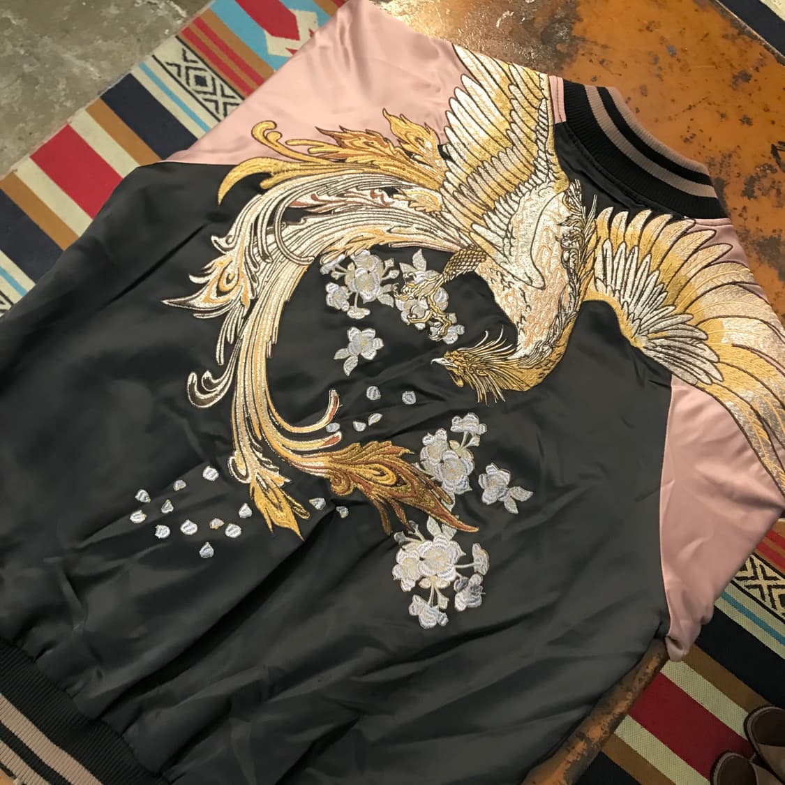 Japan Vtg 일본 빈티지 블랙 버건디 스카쟌 남성 105 사이즈  상품이미지3