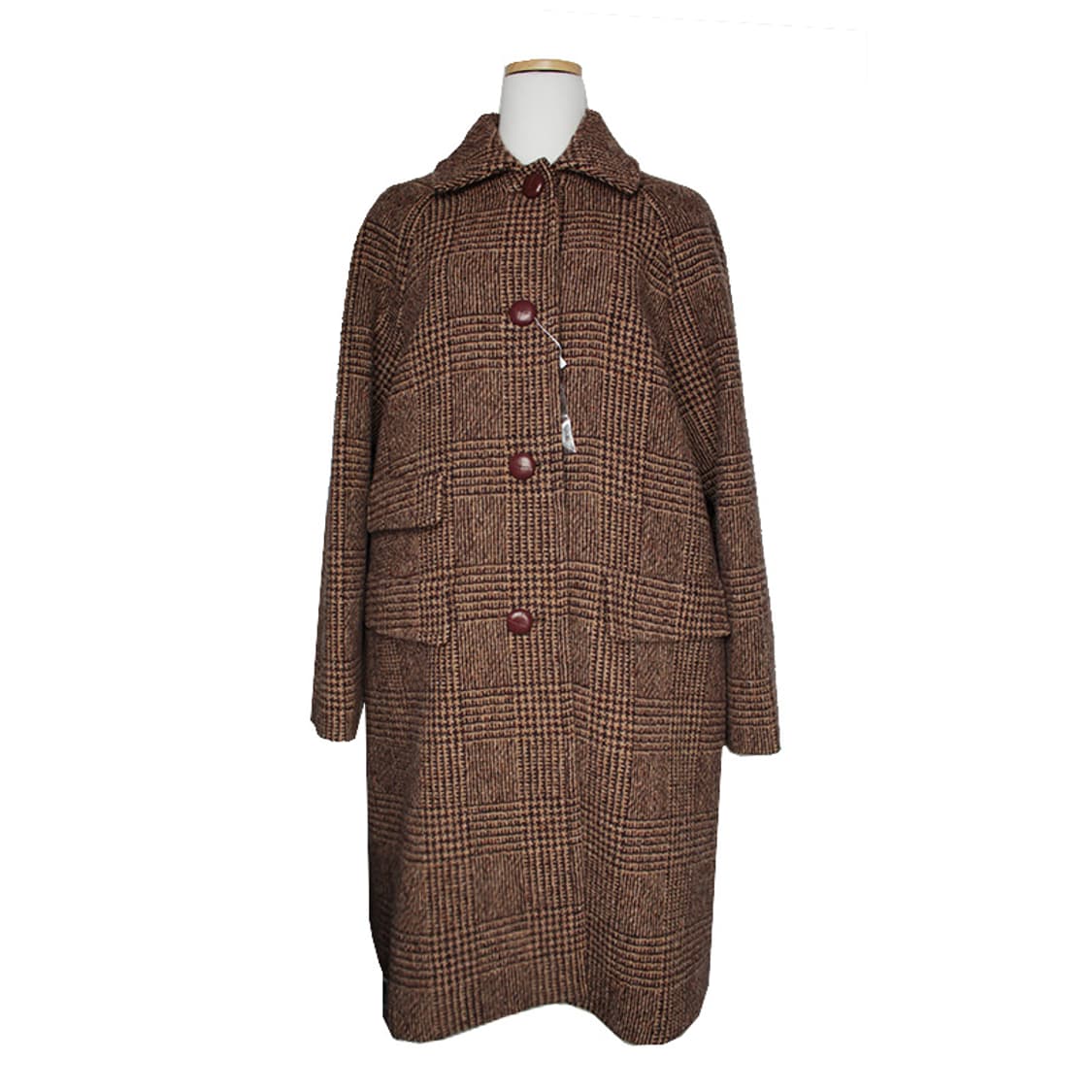 S막스마라 브라운 체크 울 혼방 코트 55, 66 상품이미지1