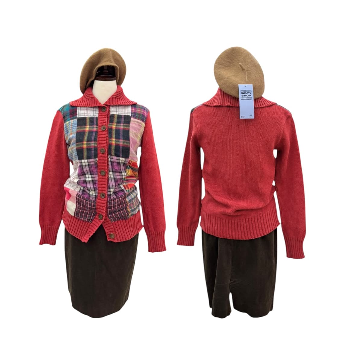 히스테릭글래머 패치워크 니트 가디건 레드 상품이미지8