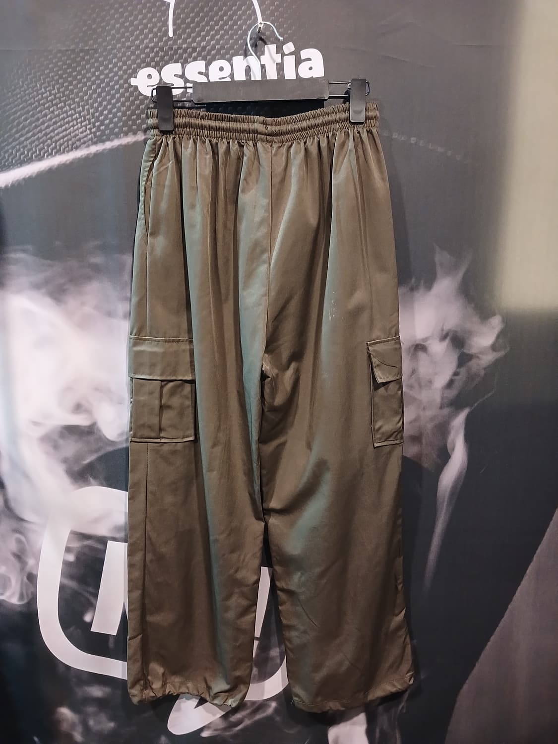 카키 카고 밑단 스트링 와이드 팬츠 상품이미지2