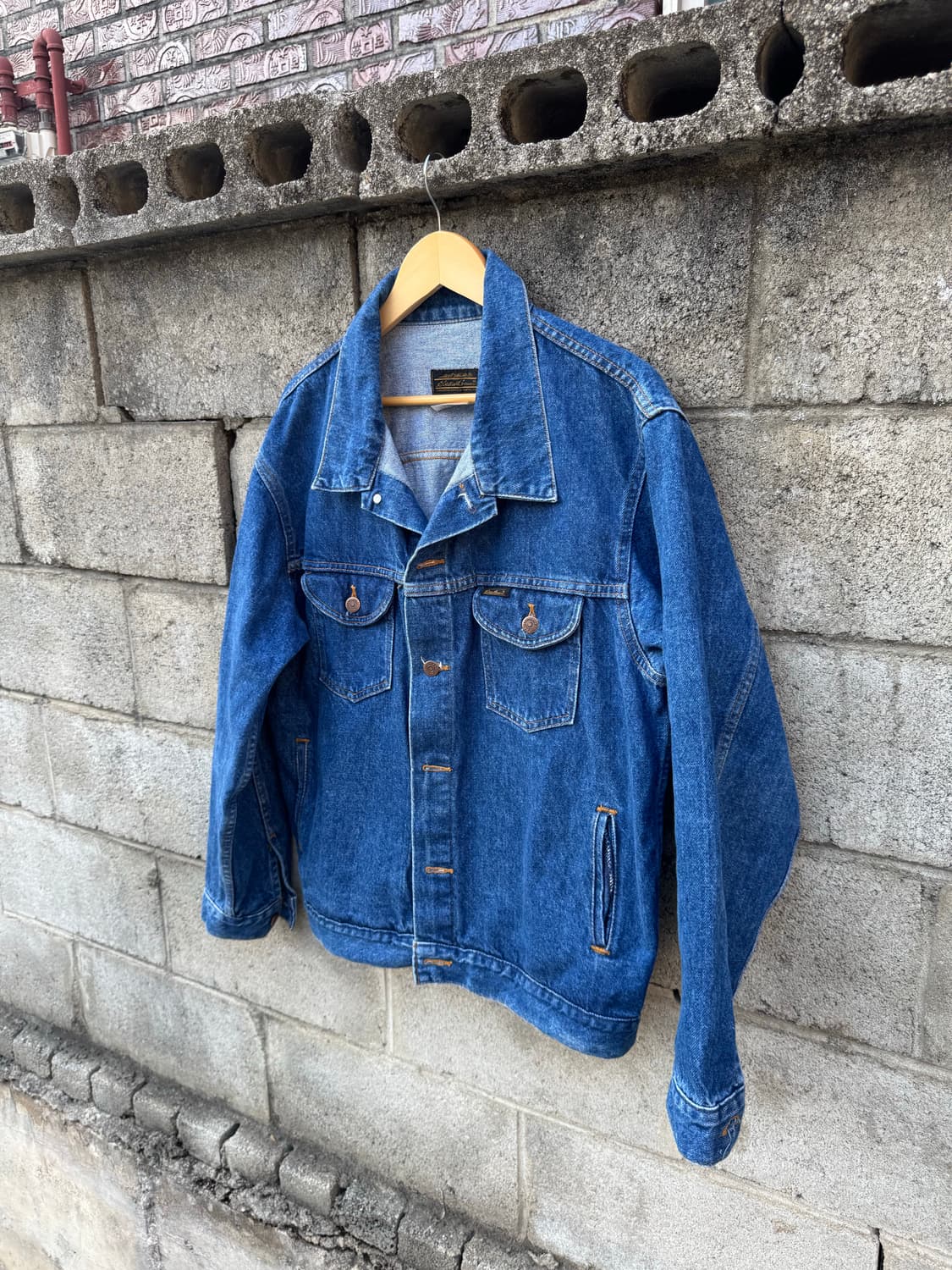 80~90s 에디바우어 빈티지 데님 트러커 자켓 L 상품이미지3