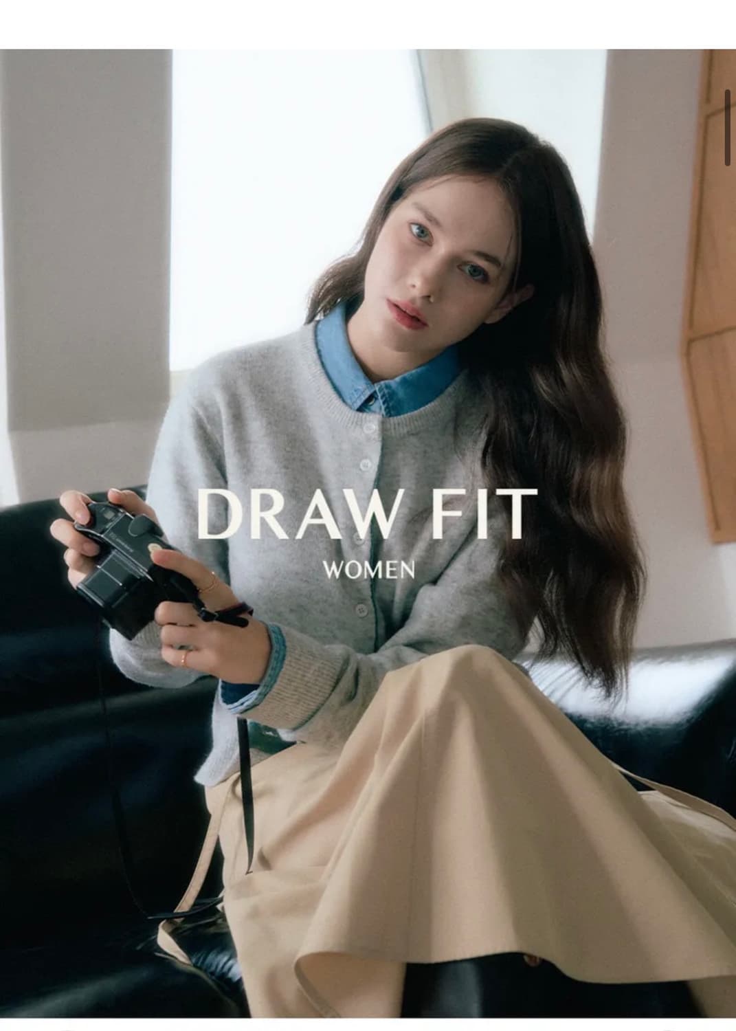 (M) 드로우핏 우먼 컬러 라인 울 라운드 가디건 [M.GREY] 판매 상품이미지2