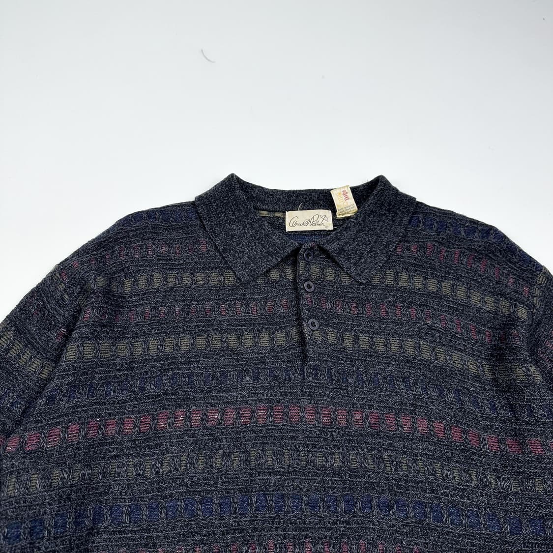 VTG 빈티지 클래식 패턴 긴팔 니트 카라티 챠콜 M 상품이미지2