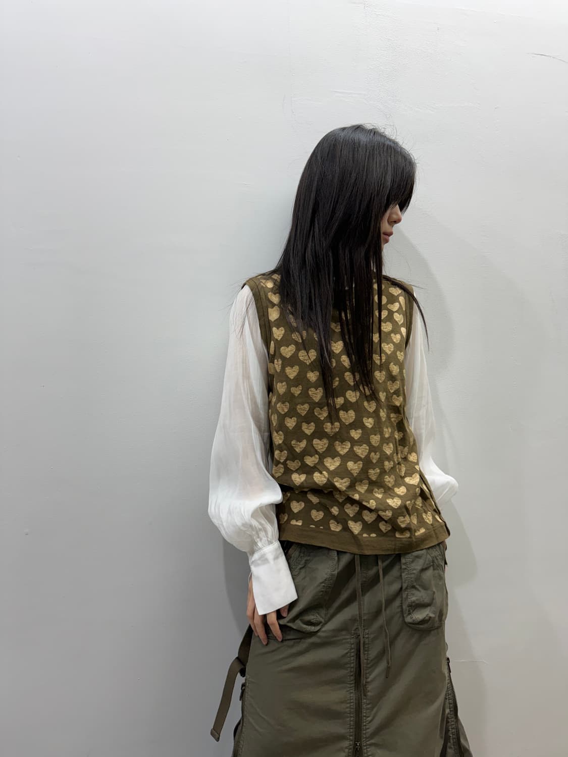 꼼데가르송 하트 패턴 코튼 슬리브리스 탑 상품이미지6