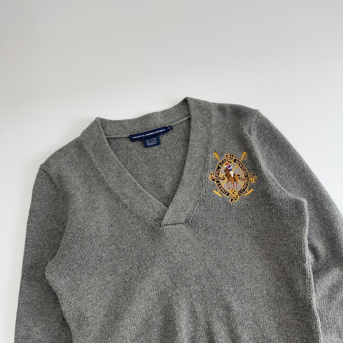 Polo 폴로 자수 로고 브이넥 그레이 니트 상품이미지4