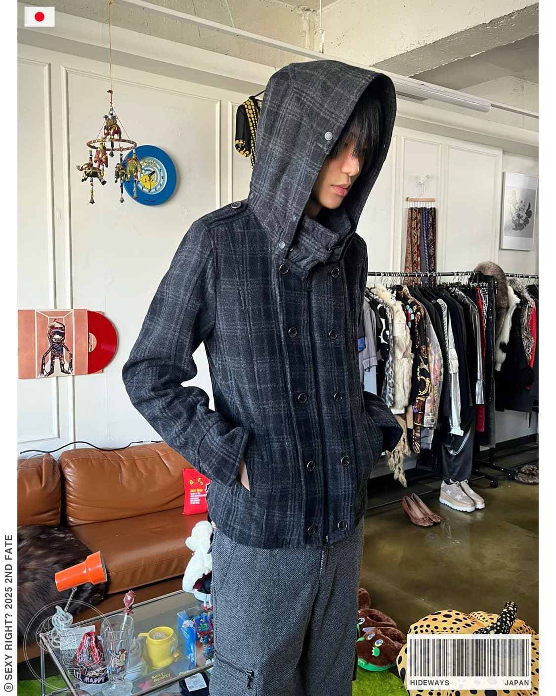 90-00s Hideway Gothic Check Wool Hood JK 상품이미지1