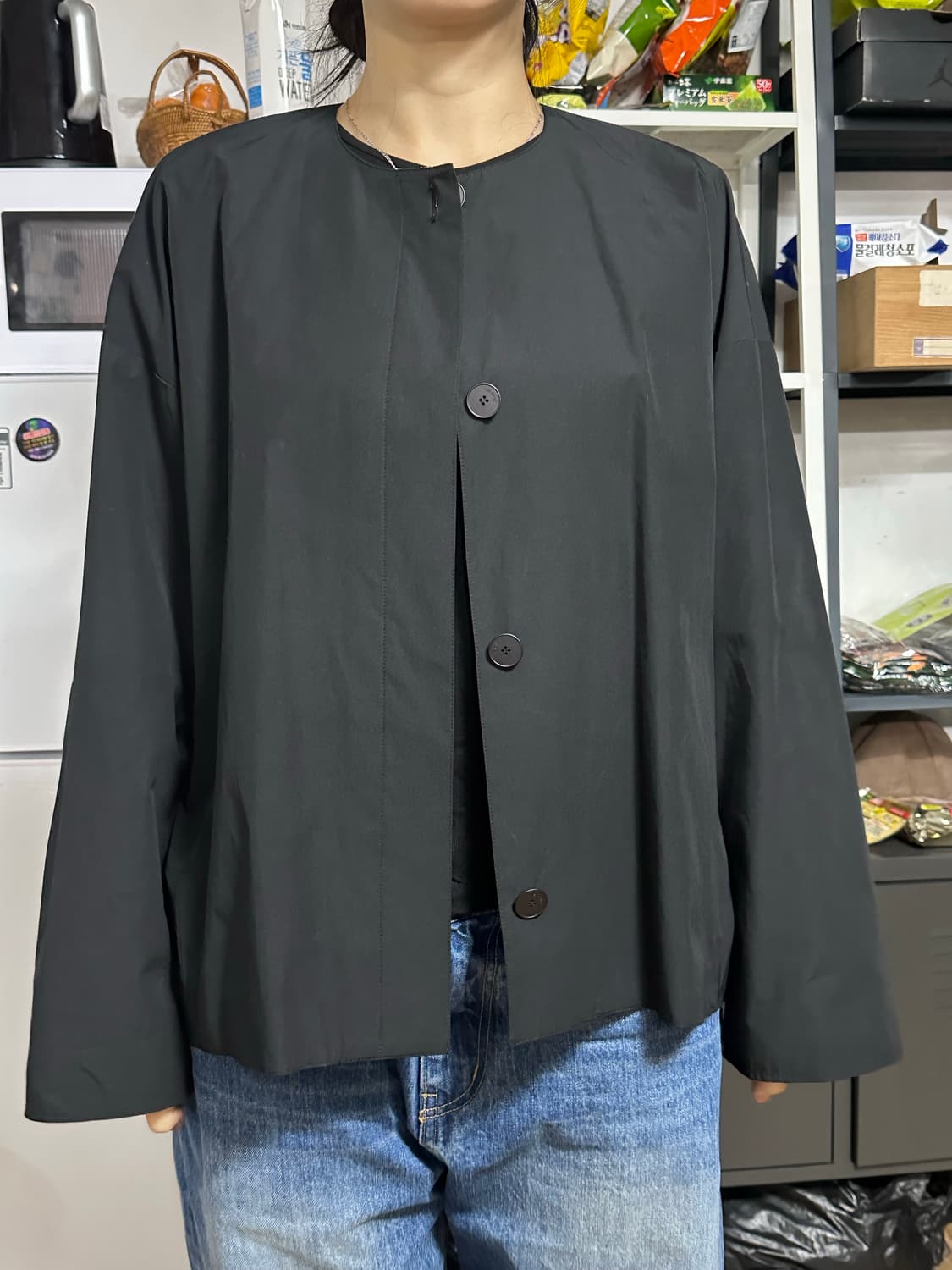 유노이아 노카라 볼륨 자켓 블랙 프리사이즈 상품이미지6