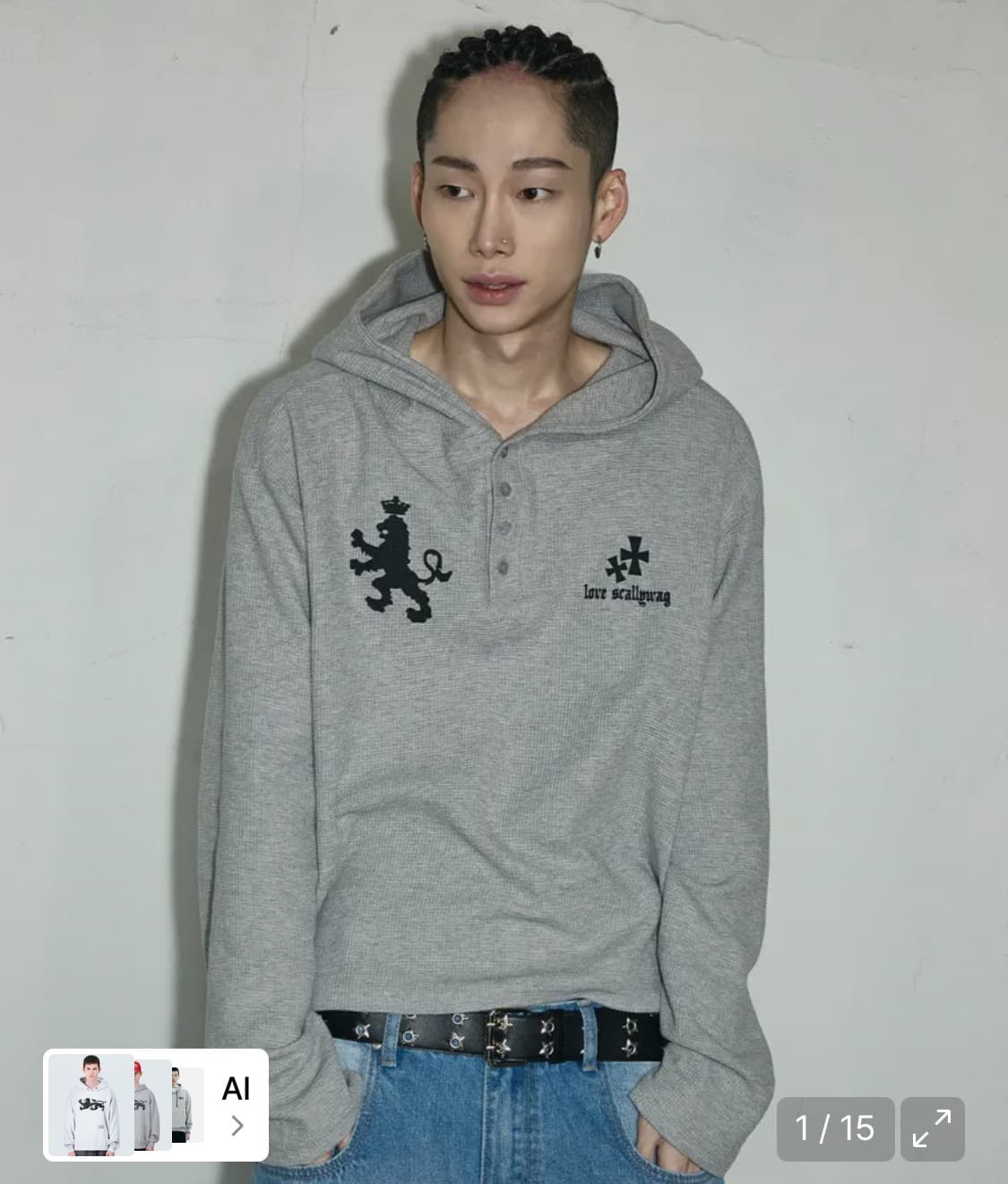 시켈리웩 와플 헨리넥 후드( 그레이 ) 상품이미지2