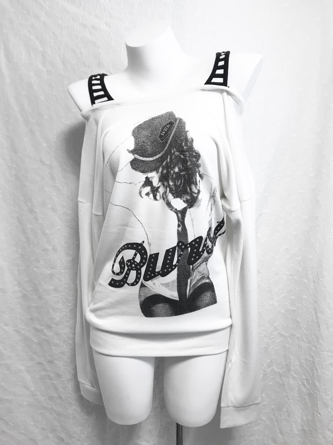 빈티지 갸루 펑크 레이어드 오프숄더 롱슬리브 탑 상품이미지2