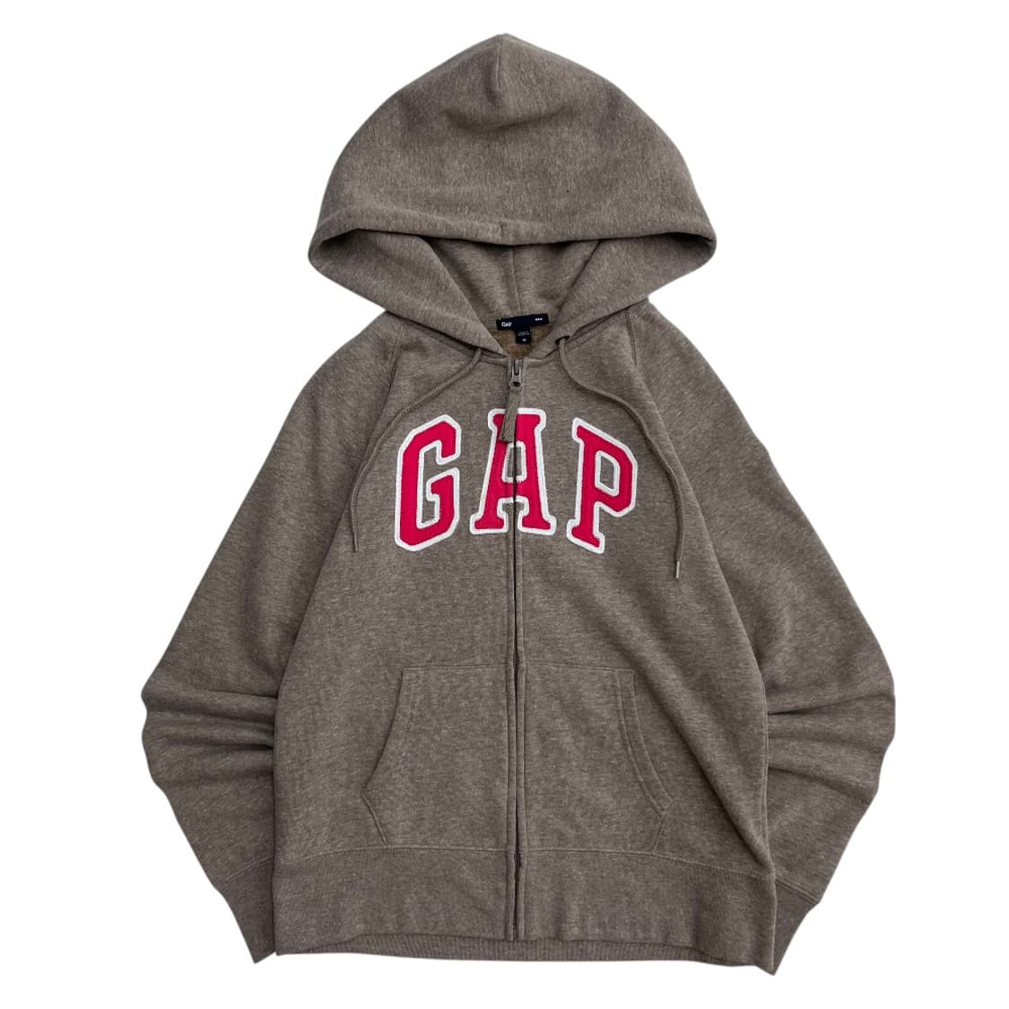갭 핫핑크 센터로고 베이지 후드집업 M 상품이미지2
