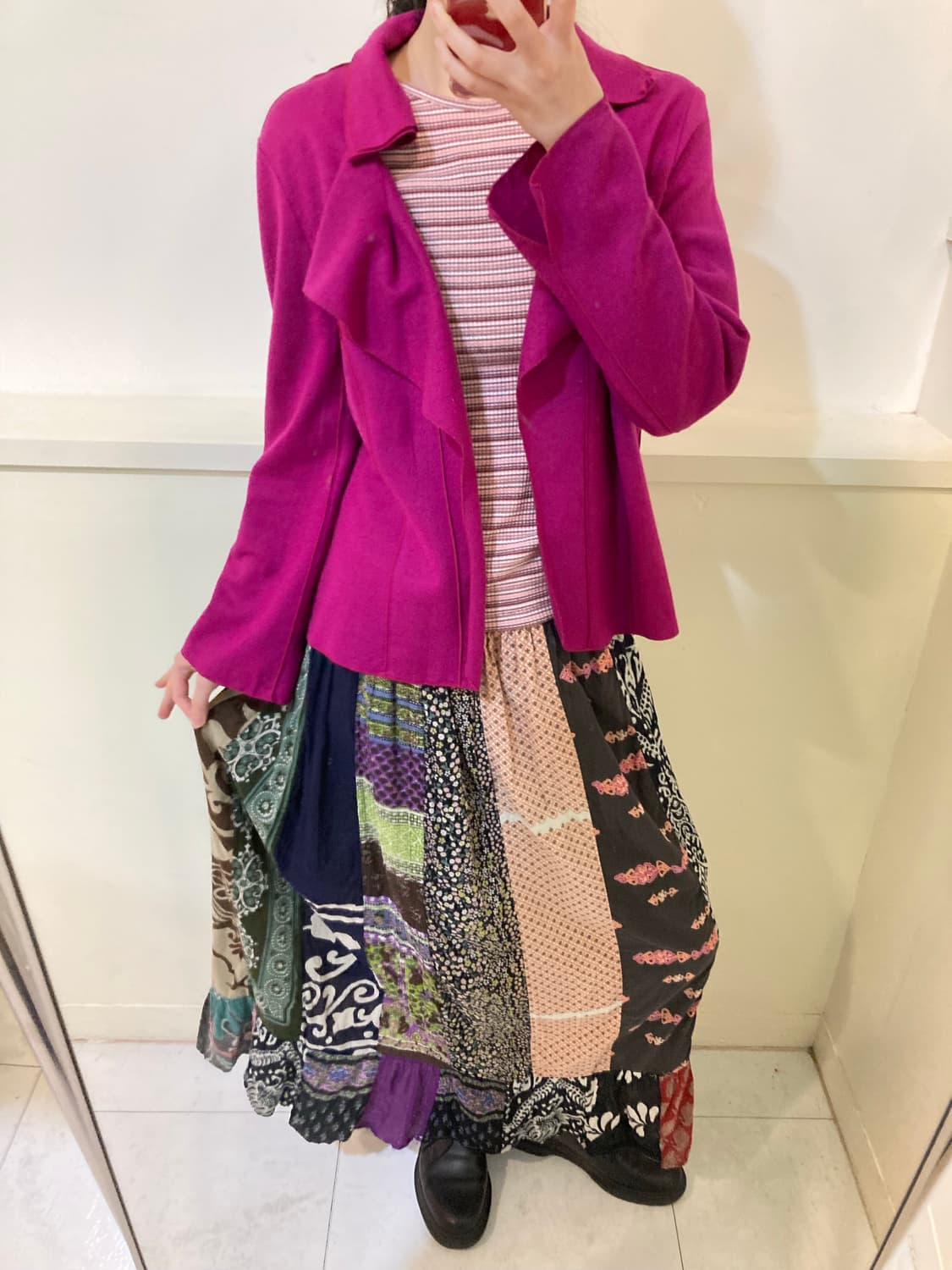 y2k 웨스턴 마젠타 울 러플 자켓 상품이미지9