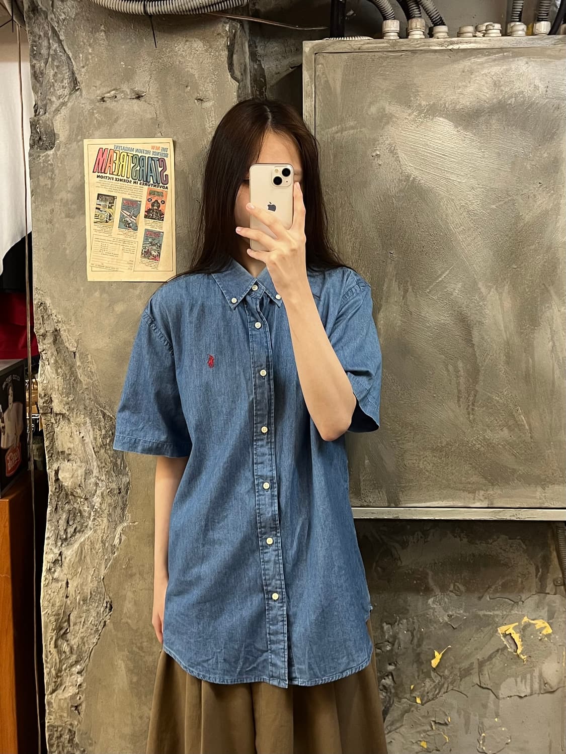 폴로 랄프로렌 데님 반팔 셔츠 L #csz635 상품이미지2