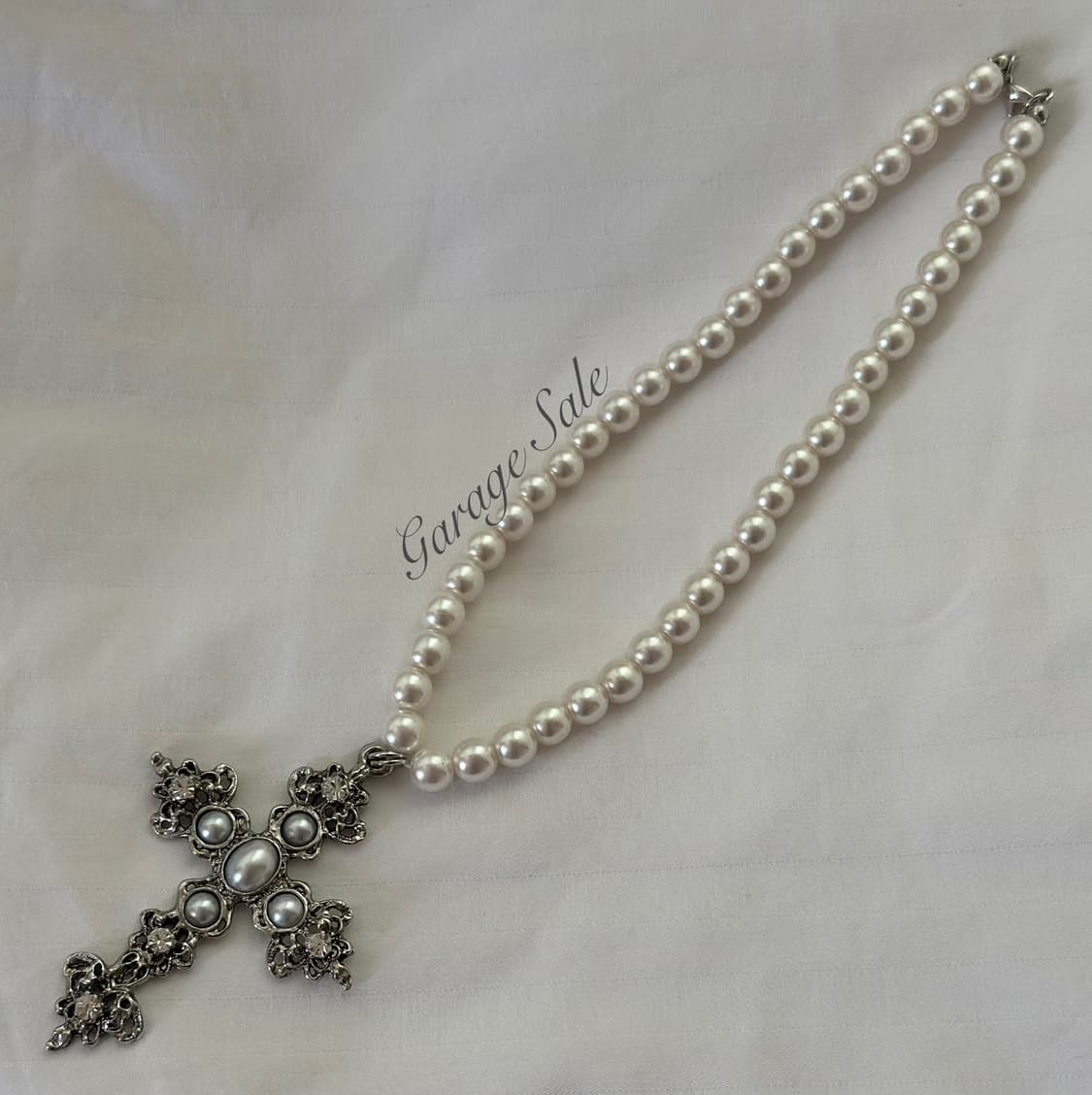 Gothic Pearl Cross Choker 상품이미지1