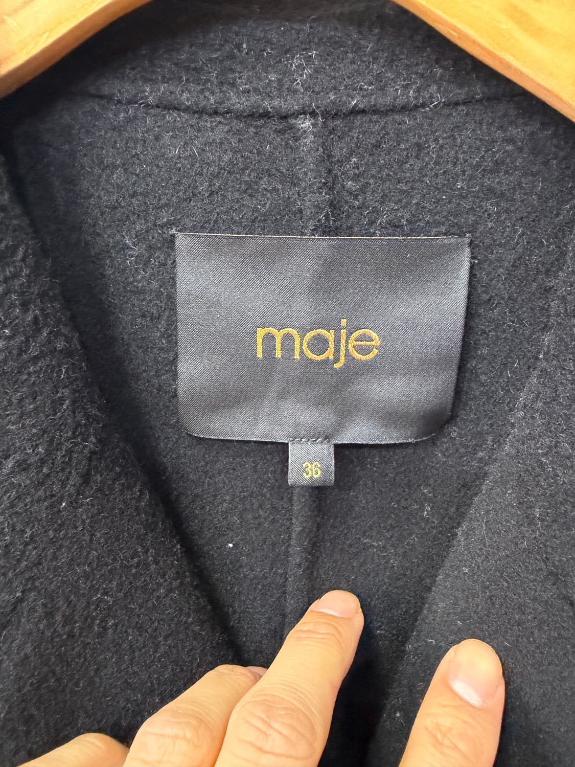 정품) 마쥬 블랙 벨티드 코트 36 상품이미지6