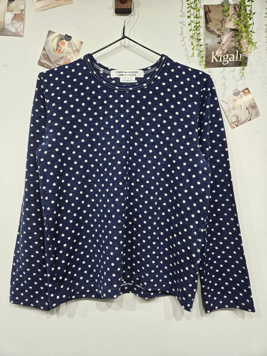 꼼데가르송 네이비 도트 긴팔 티셔츠 상품이미지3