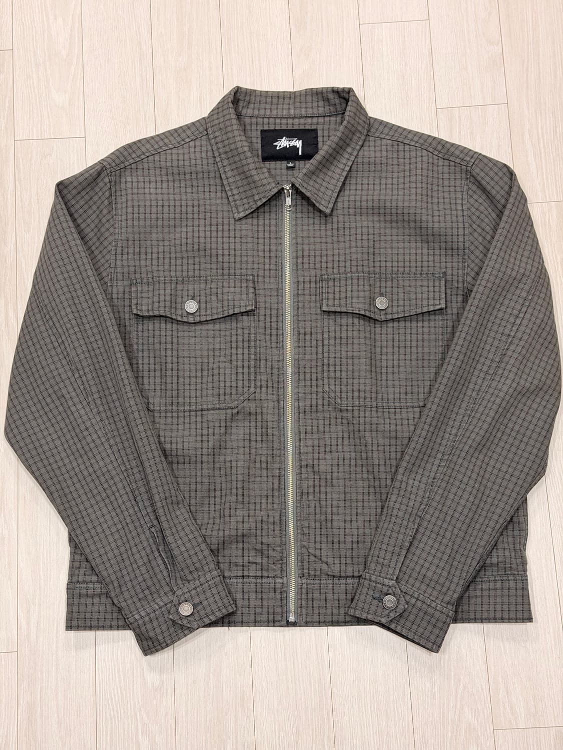 스투시 체크 개러지 자켓 그레이 상품이미지1