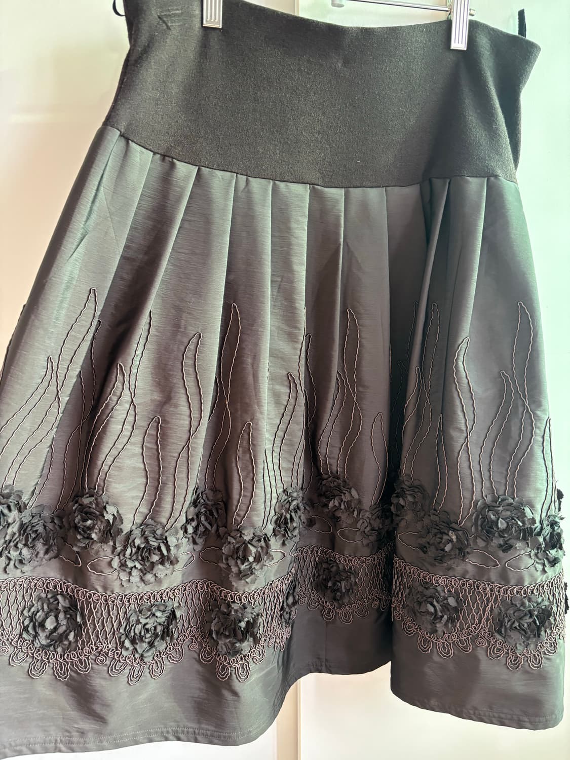 빈티지 블랙 꽃무늬 A라인 스커트 상품이미지6