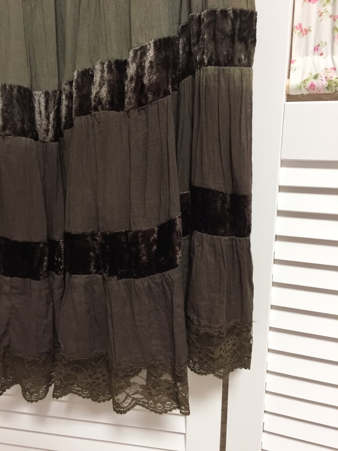 빈티지 카키 그라데이션 벨벳 스커트 상품이미지2