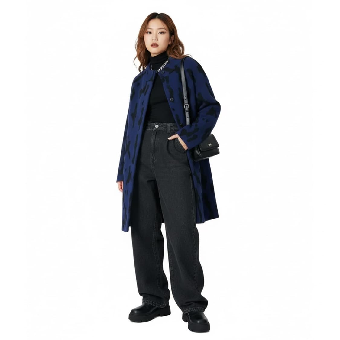 Sisley 시슬리 네이비 레오파드 코트 F (클래식) 상품이미지1