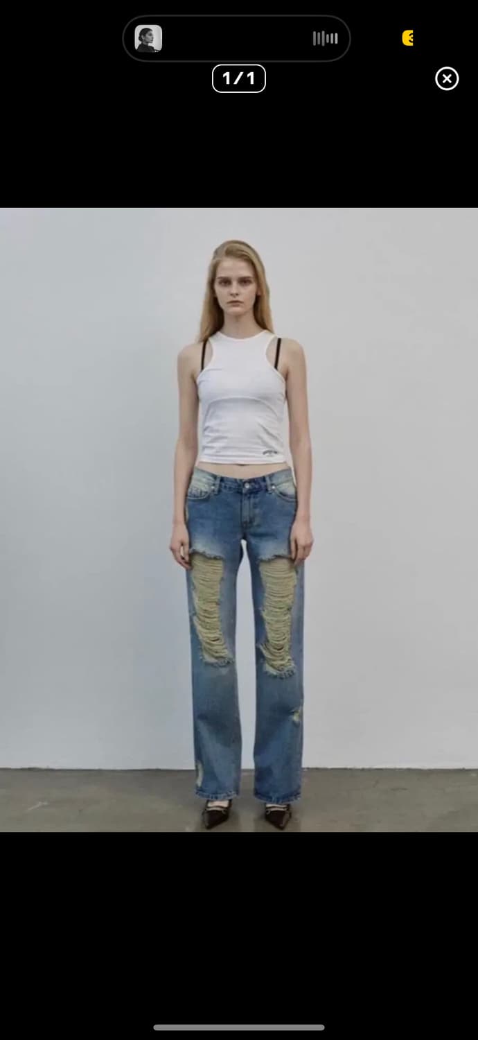 보헤미안서울 데미지 와이드팬츠 상품이미지1