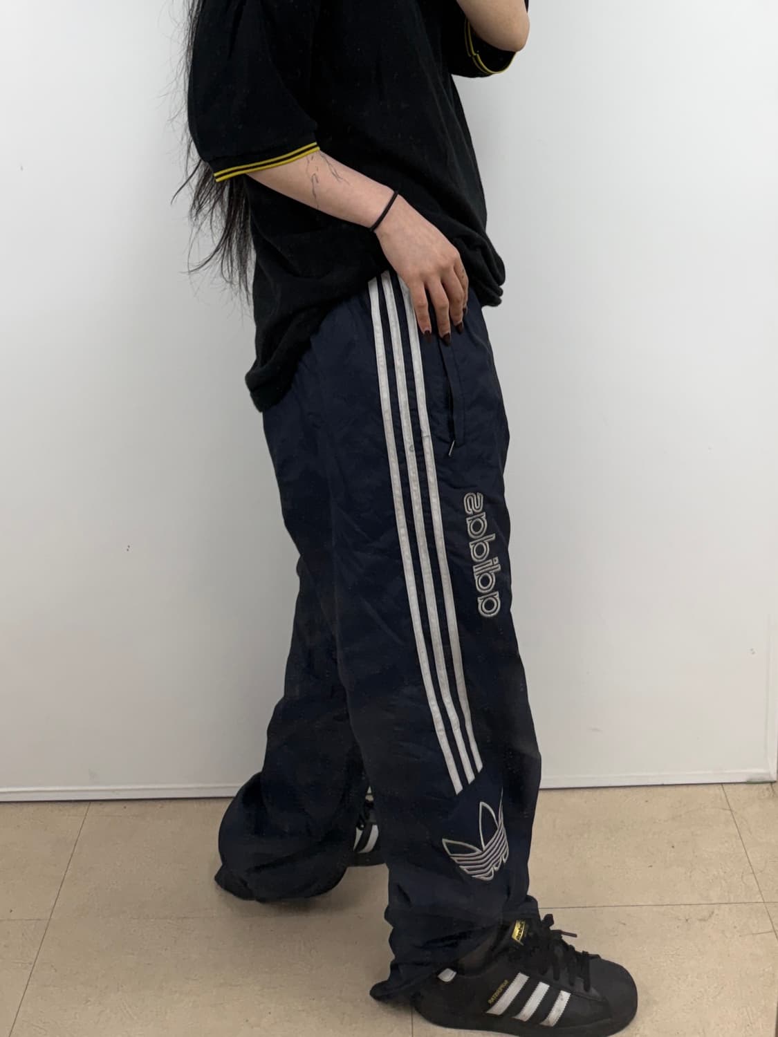 아디다스 빈티지 나일론 조거 팬츠 네이비 E248 상품이미지2