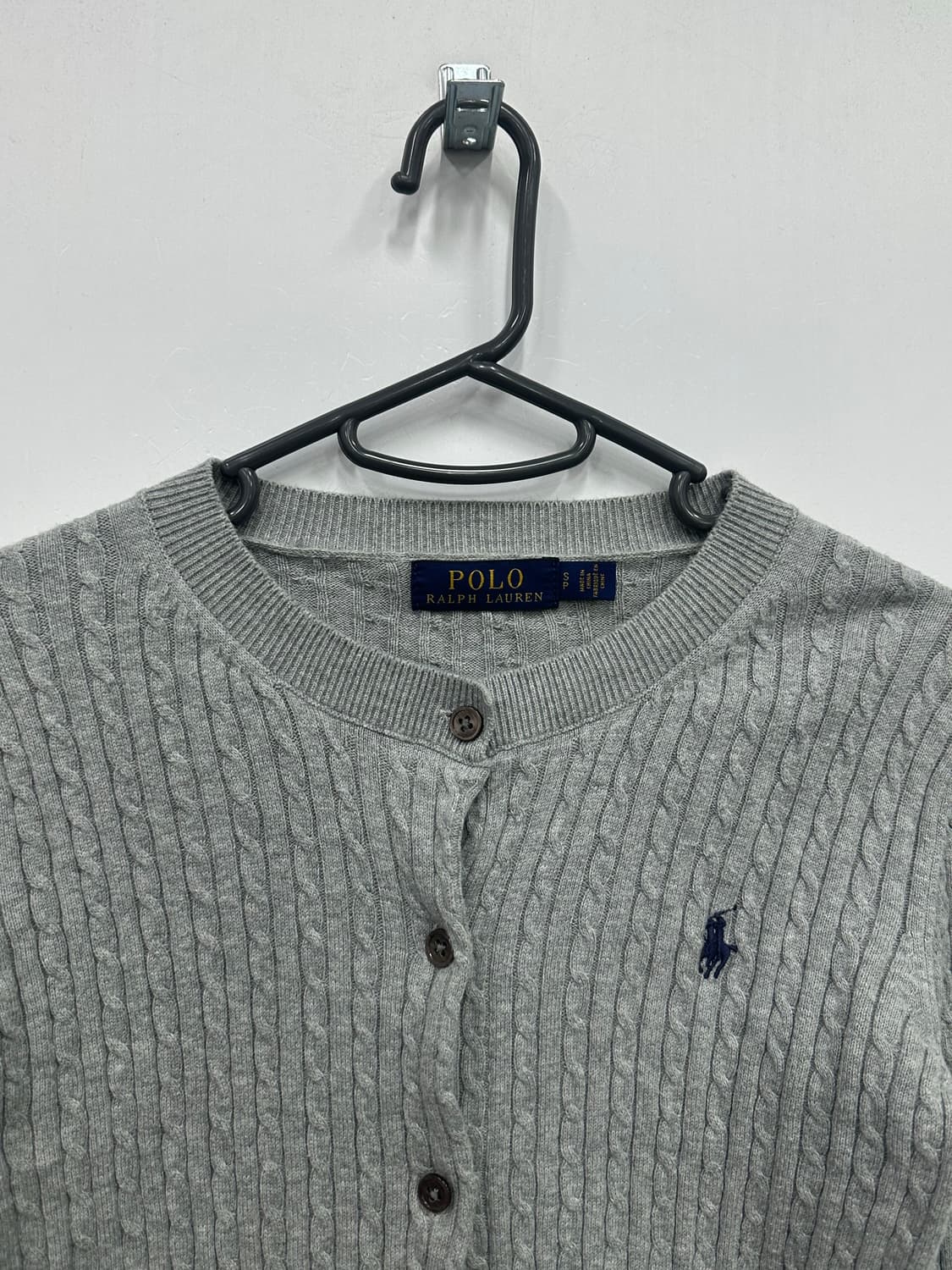 폴로 그레이 꽈배기 니트 가디건 상품이미지2