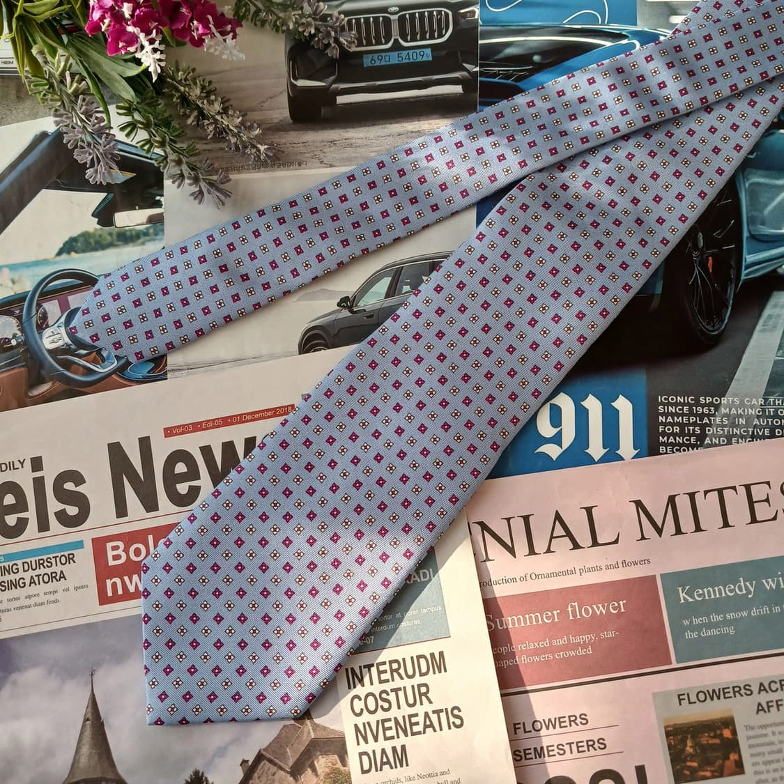 닥스 실크 스카이블루 패턴 넥타이 8.9cm 새제품 A19252
 상품이미지2