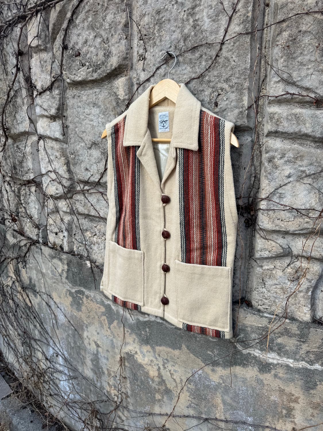 오르테가 핸드 우븐 울 네이티브 무늬 웨스턴 카라 치마요 베스트 조끼 상품이미지3