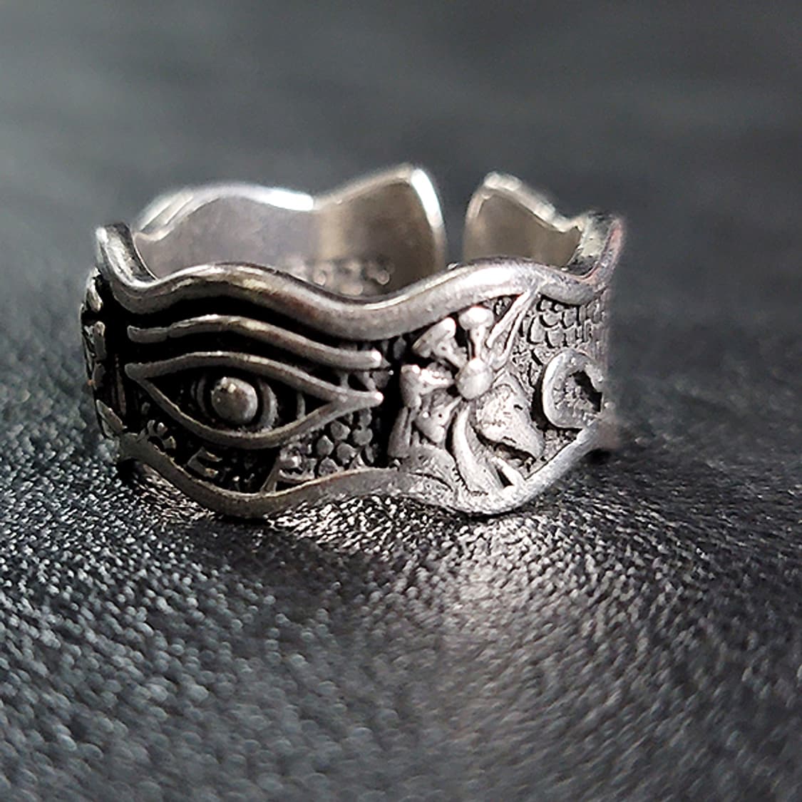 Apert 실버 남자 엔틱 빈티지 명품 일루미나티 호루스의눈 반지 상품이미지3