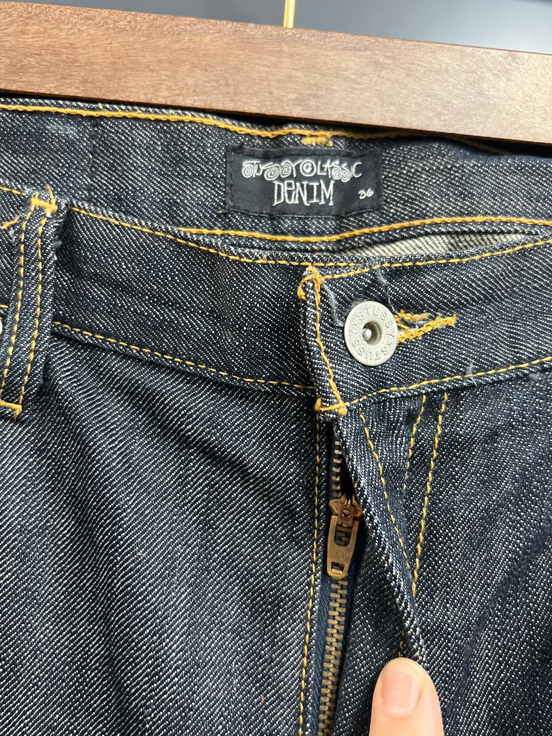 Stussy 스투시 백로고 흑청 생지 데님 팬츠 상품이미지6