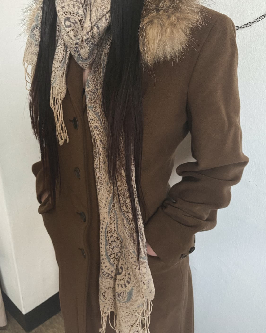 프라다 by 라프시몬스 폭스 퍼 칼라 롱코트 상품이미지4