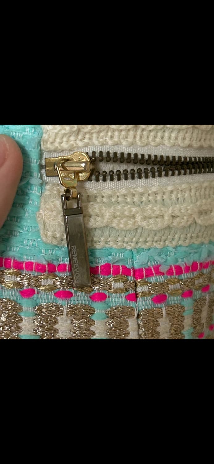 RENEEVON 레니본 쁘레쥬 고급 고가 민트 아이보리 트위드 7부 자켓 상품이미지3