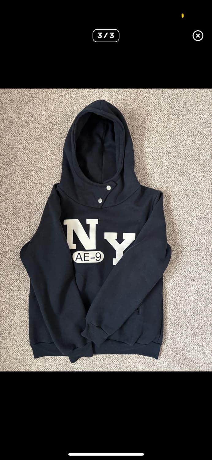 Vintage 펑크 투버튼 기모 후드티 상품이미지2