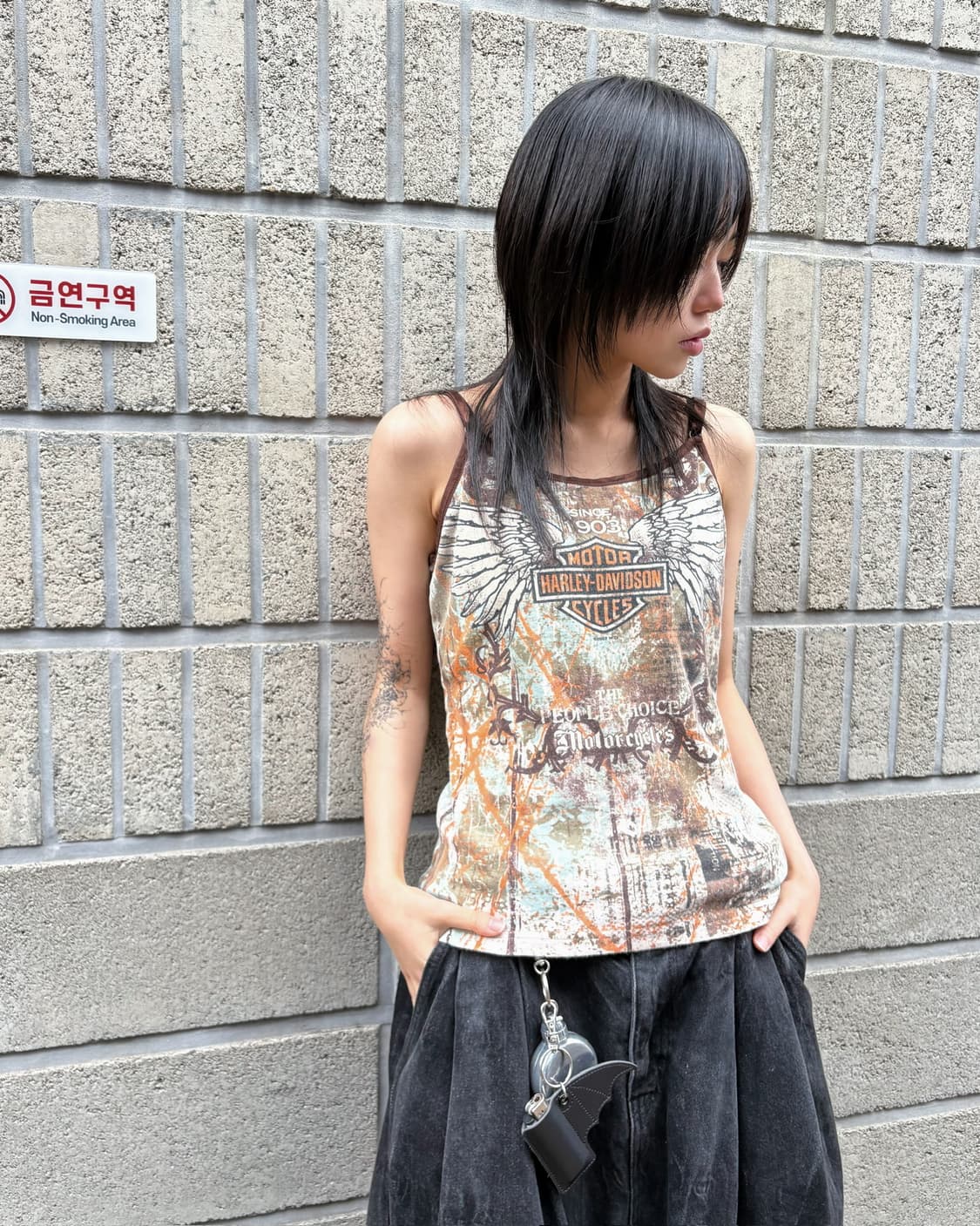 할리 데이비슨 코튼 그래픽 아트워크 슬리브리스 상품이미지3