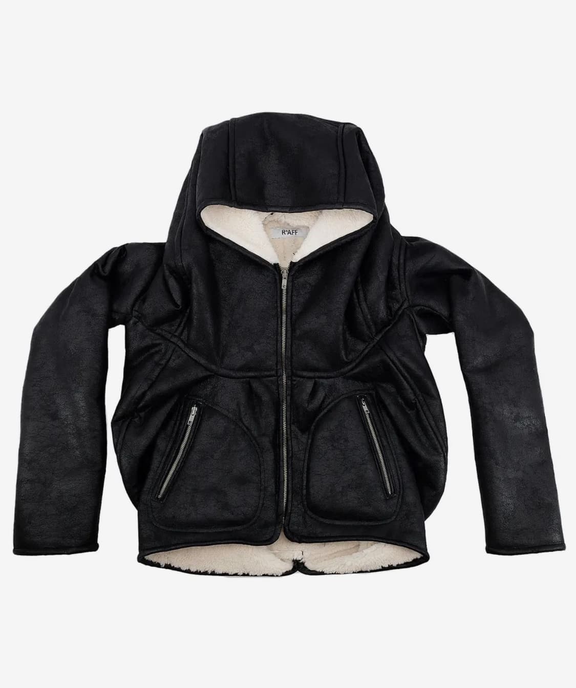 GHAST” Crackle Shearling Hoodie - Black 상품이미지1