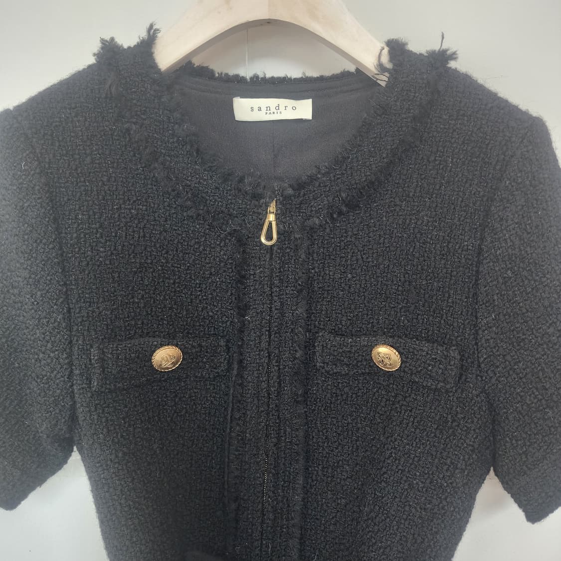 산드로 블랙 트위드 반팔 원피스 상품이미지2