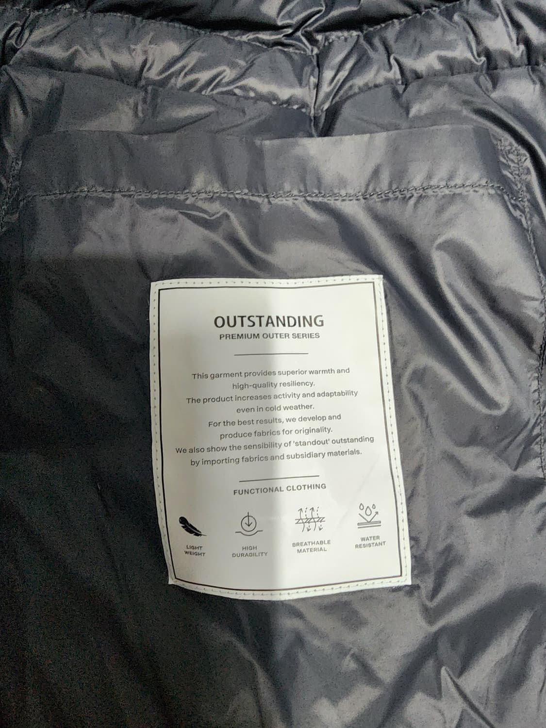 아웃스탠딩 구스다운 카라코람 패딩 블랙 3 상품이미지4