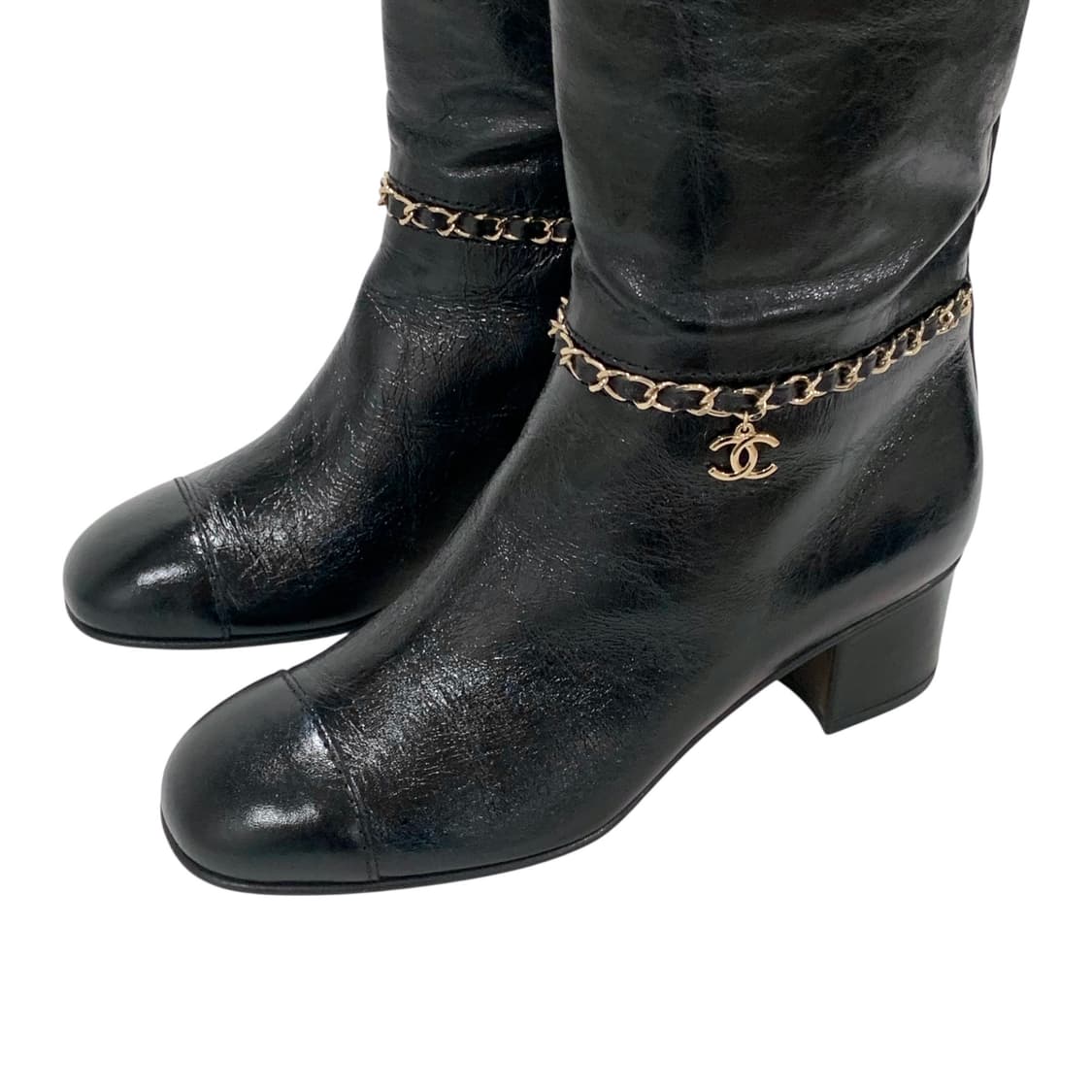 샤넬 CC로고 체인 장식 참 레더 롱 부츠 G35006 상품이미지5