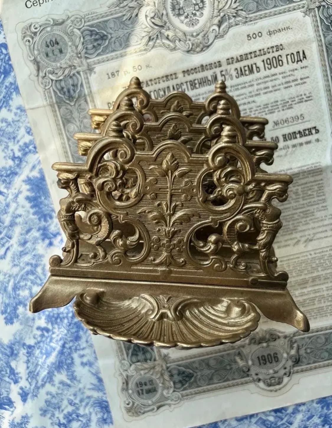 프랑스 앤틱 아르누보 브라스 레터홀더 상품이미지1