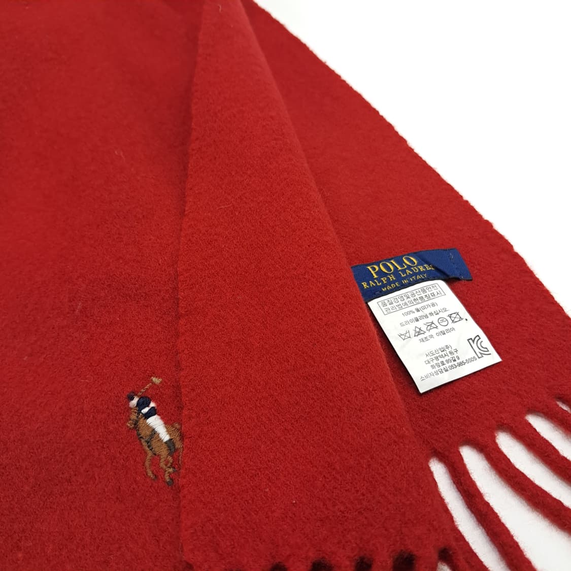 MX257 폴로 랄프로렌 레드 울 목도리 머플러 상품이미지5