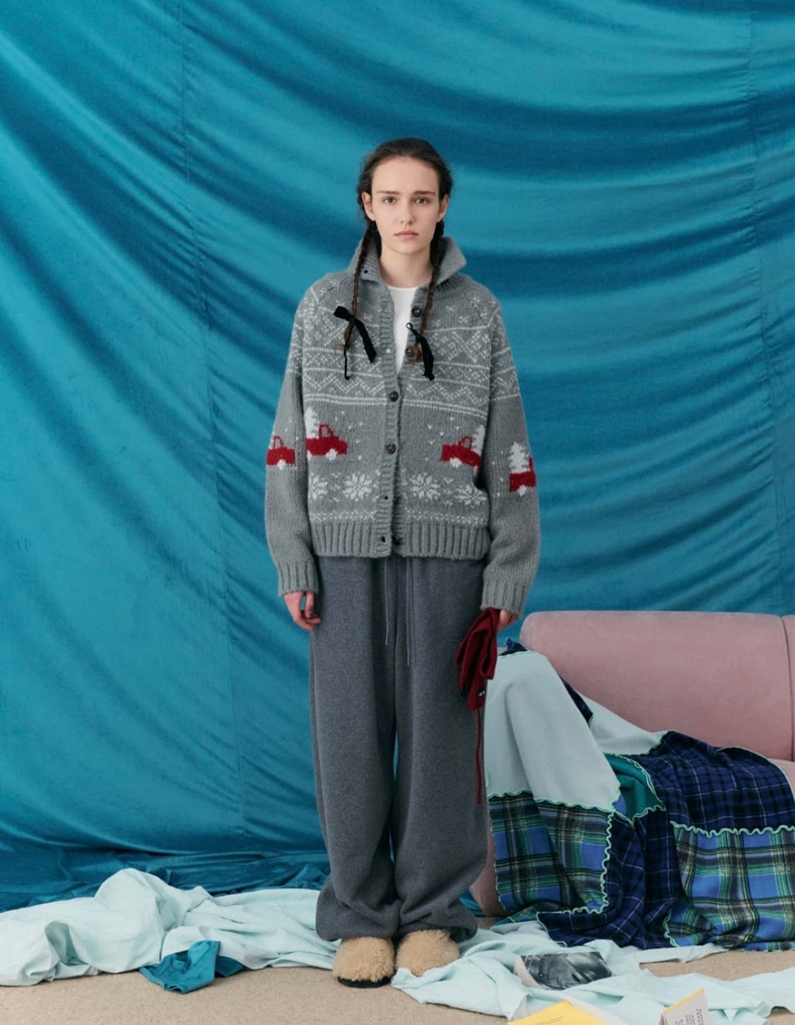 (새상품/택O) foeto 포에토 노르딕 가디건 그레이 상품이미지1