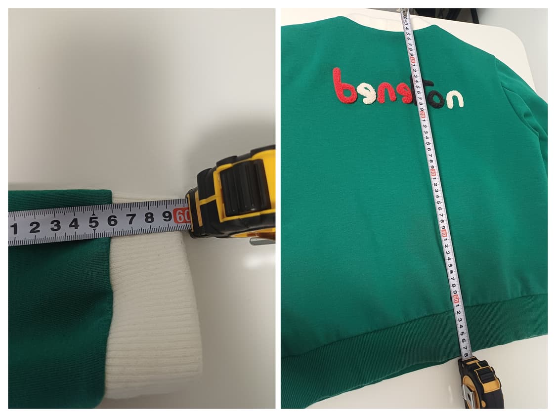 베네통 배색 부클 자수 가디건 (L/100) - 켈리 그린 상품이미지10