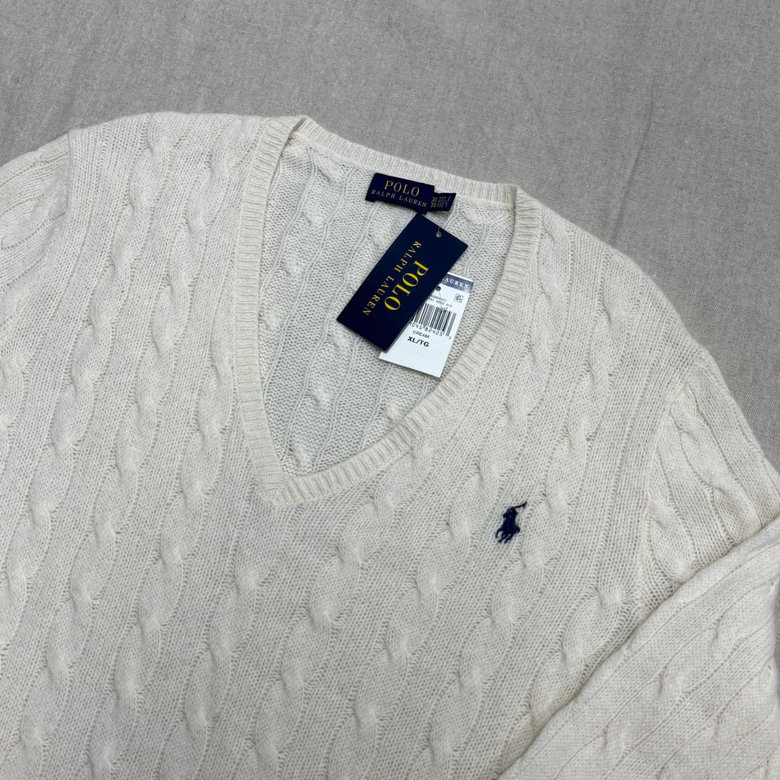 폴로랄프로렌 우먼 캐시미어 아이보리 케이블 니트 XL 상품이미지2