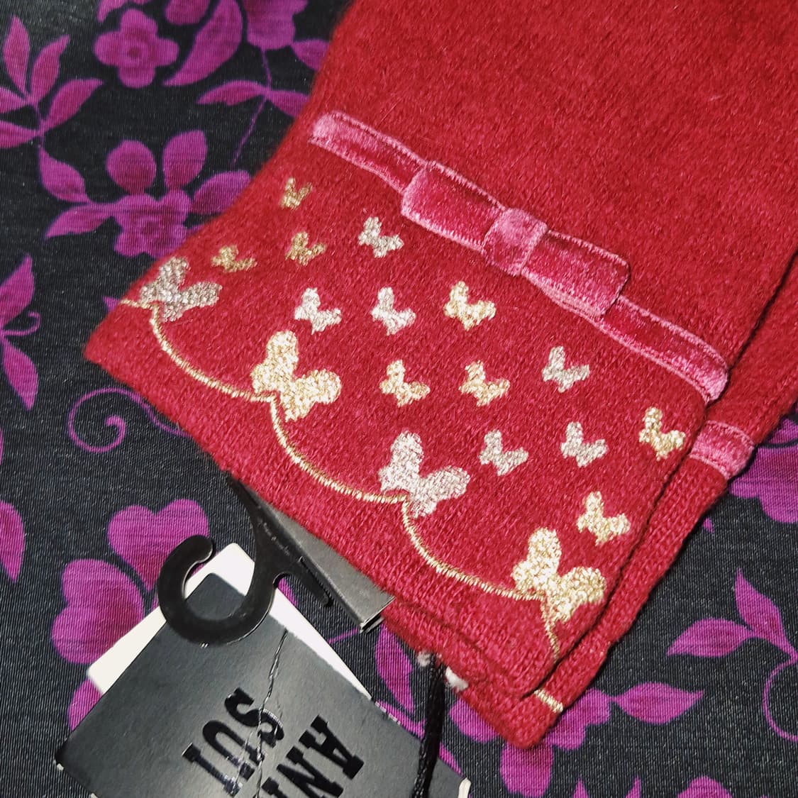 06s 안나수이 버건디 나비 앙고라&울 장갑 상품이미지6