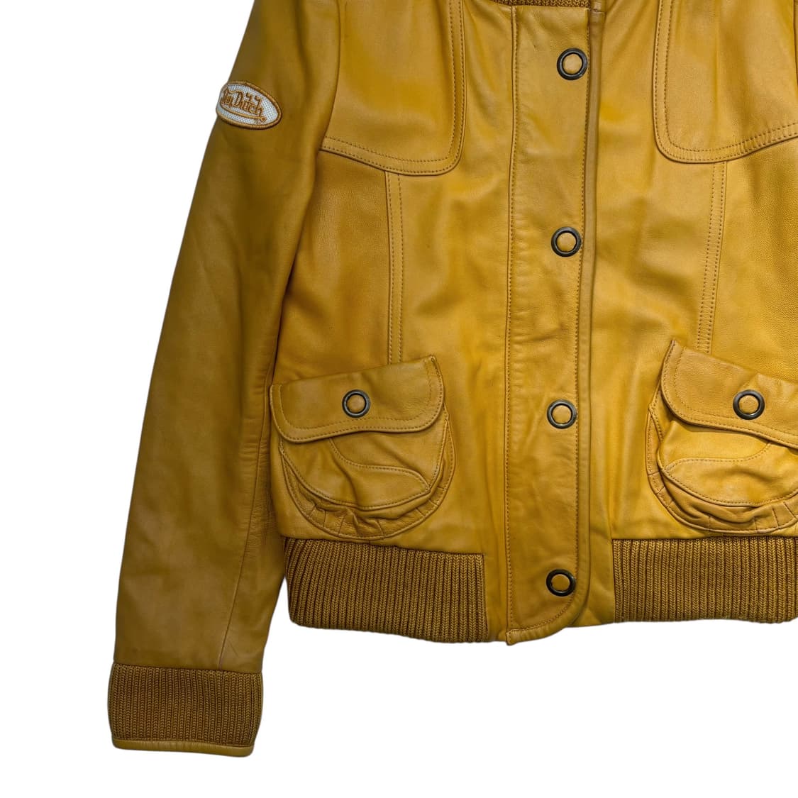 본더치 y2k 크롭 렘 스킨 옐로 레더 자켓 S 상품이미지3