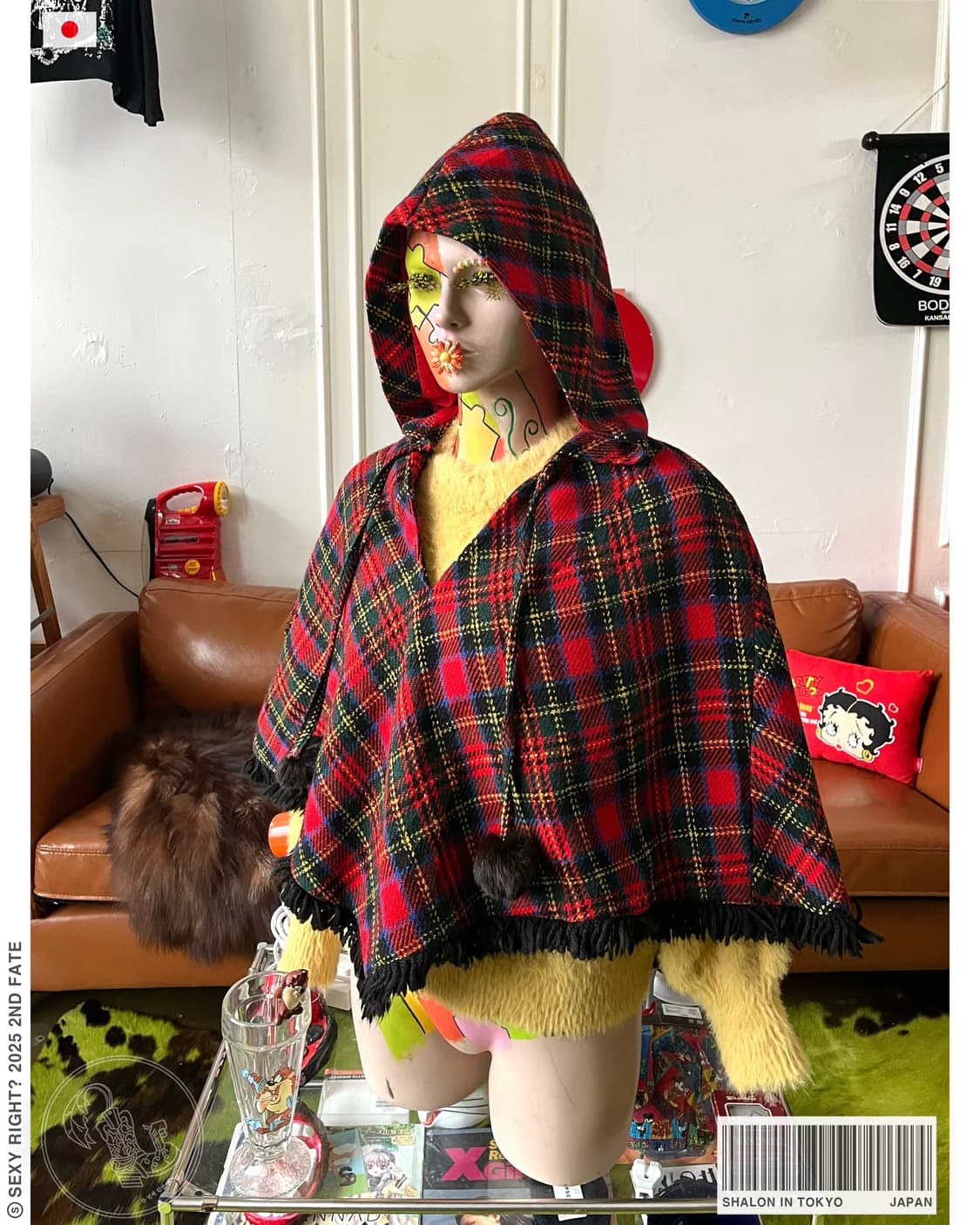 1980-90s SHALON in Tokyo Check Hood Cape 상품이미지1