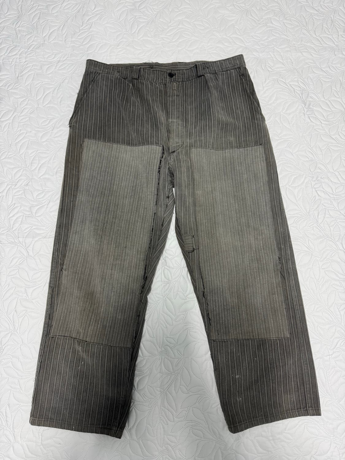 60s 프렌치워크 패치워크 스트라이프 팬츠 / vintage / 그레이 상품이미지3